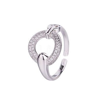 Brass Micro Pave Clear Cubic Zirconia Cuff Rings for Womem FS-WG64EB3-01-1