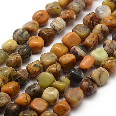 Natural Yellow Moss Agate Beads Strands G-F464-02-1