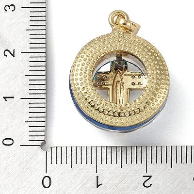 Brass Micro Pave Cubic Zirconia with Glass Pendents KK-Q815-01G-08-1