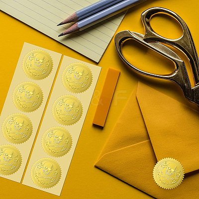 Plastic Self Adhesive Gold Foil Embossed Stickers DIY-WH0211-173-1