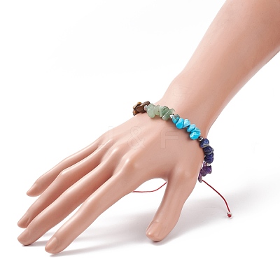 Natural & Synthetic Mixed Gemstone Chips Braided Bead Bracelet BJEW-JB08631-1