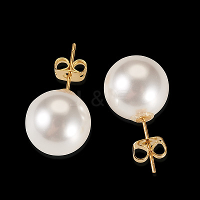 925 Sterling Silver Round Stud Earrings EJEW-TAC00030-02-1