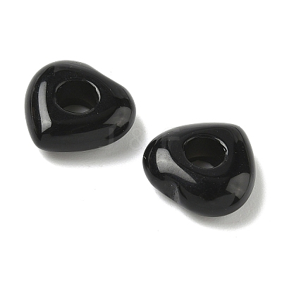 Natural Black Obsidian European Beads G-C252-01A-1
