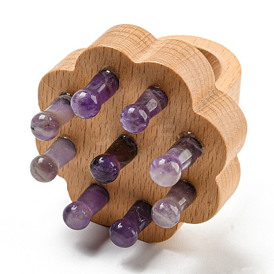 Natural Amethyst Scalp Massager AJEW-G058-02A-1