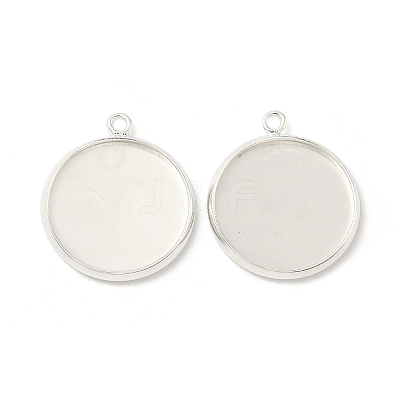 Flat Round Brass Pendant Cabochon Settings KK-K414-14D-S-1