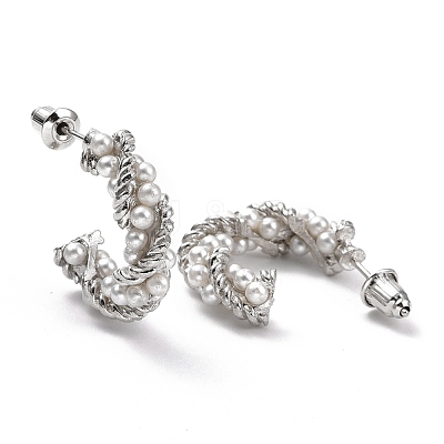 C-shape Stud Earrings EJEW-D277-15P-1