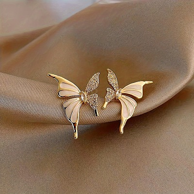 Butterfly Alloy Enamel Stud Earrings FS-WGA0046-01-1