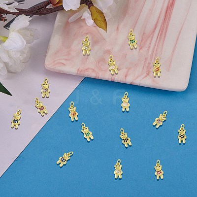 16Pcs 8 Colors Brass Micro Pave Cubic Zirconia Pendants KK-SZ0005-99-1