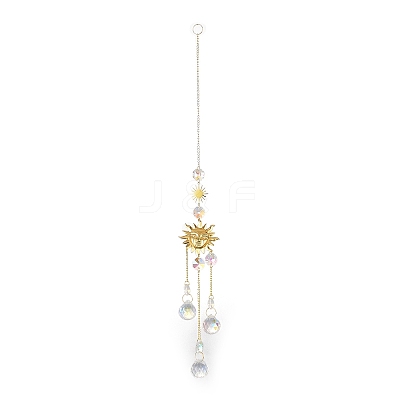 Glass Teardrop Big Pendant Decorations HJEW-M005-05A-G-1