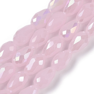 Opaque Solid Color Electroplate Glass Beads Strands EGLA-N013-J6mm-B01-1