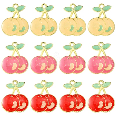12Pcs 3 Colors Light Gold Plated Alloy Enamel Pendants FIND-FS0002-83-1