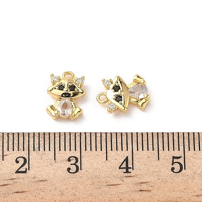 Brass Micro Pave Cubic Zirconia Charms KK-D504-18G-1