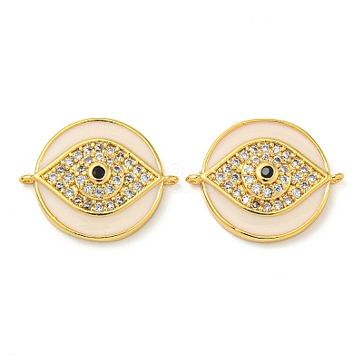 Rack Plating Brass Micro Pave Clear Cubic Zirconia Eye Connector Charms KK-Z063-20G-01-1