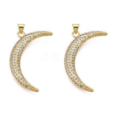 Brass Micro Pave Clear Cubic Zirconia Pendants KK-N227-140LG-1