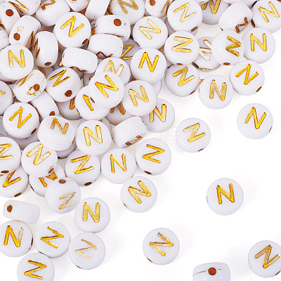 500Pcs Plating Acrylic Beads PACR-TADJ0001-01N-1