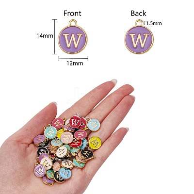 120Pcs 12 Colors Golden Plated Alloy Charms ENAM-SZ0001-64W-1