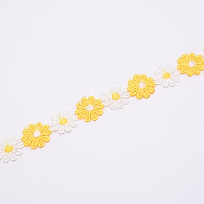 Daisy Sun Flower Decorating Polyester Lace Trims OCOR-WH0064-26E-1