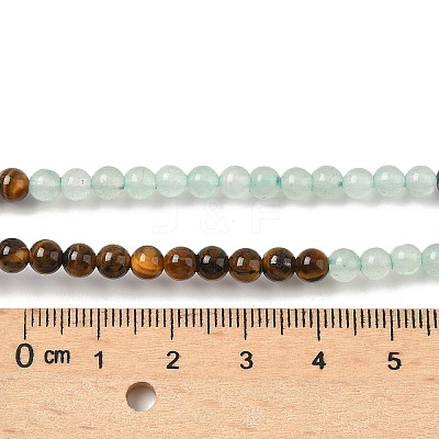 Chakra Natural Red Jasper & Yellow Jade & Green Aventurine & Tiger Eye & Sodalite & Amethyst Beads Strands G-NH0002-E02-4mm-1