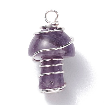 Natural Mixed Gemstone GuaSha Stone Pendants PALLOY-JF01251-01-1