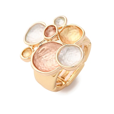 Zinc Alloy & Enamel Stretch Finger Rings for Women RJEW-M101-01A-G-1