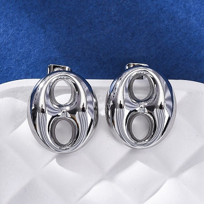 Oval 304 Stainless Steel Stud Earrings EJEW-A125-79A-P-1