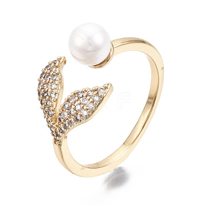 Brass Micro Pave Clear Cubic Zirconia Cuff Rings RJEW-N030-008-NF-1