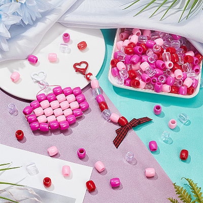 360Pcs 6 Colors Plastic European Beads KY-NB0001-65-1