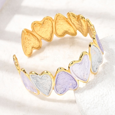 304 Stainless Steel Enamel Heart Open Cuff Bangles for Women SA-CBA1A30-01B-G-1