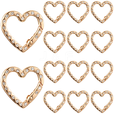 20Pcs Zinc Alloy Rhinestone Spring Gate Rings FIND-SP0004-36LG-1