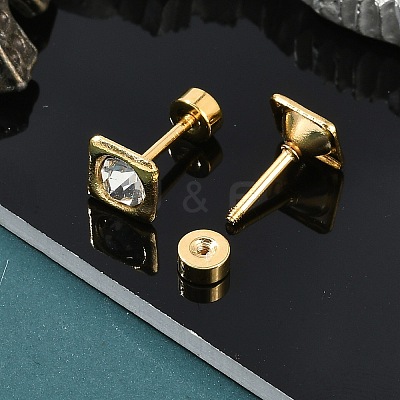 Square Crystal Rhinestone Ear Fake Plugs EJEW-H105-21G-A-1
