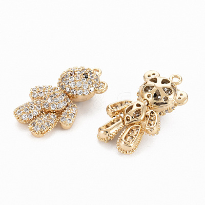 Brass Micro Pave Clear Cubic Zirconia Pendants KK-N231-261-NF-1