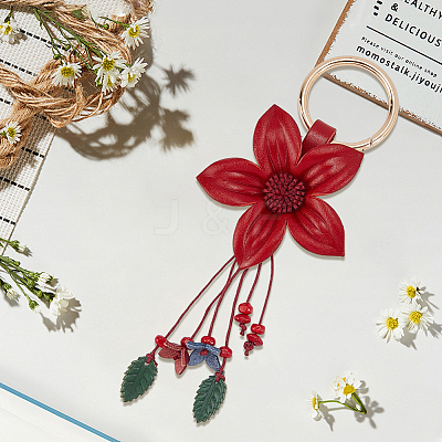 Leather and Alloy Keychain HJEW-WH20022-04A-03-1