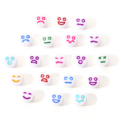 White Opaque Acrylic Beads MACR-YW0001-20B-1