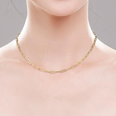 12Pcs 4 Styles 304 Stainless Steel Paperclip Chain Necklaces NJEW-SC0001-56-1