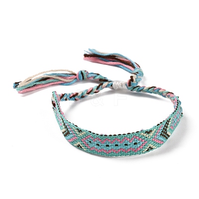 Polyester-cotton Braided Rhombus Pattern Cord Bracelet FIND-PW0013-001A-19-1