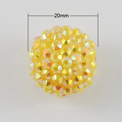 AB Color Chunky Round Resin Rhinestone Bubblegum Ball Beads X-RESI-S256-20mm-SAB10-1