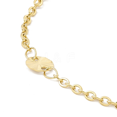 PVD Vacuum Plating 304 Stainless Steel Flat Round Link Anklet with Cable Chains for Women STAS-E001-21G-1