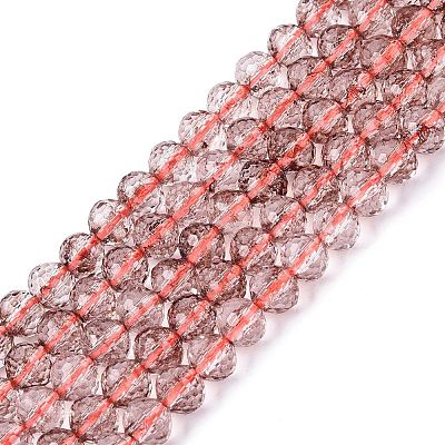 Dyed Transparent Crackle Glass Beads Strands GLAA-Q108-01A-A02-1