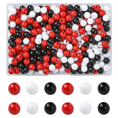 300Pcs 3 Colors Opaque Acrylic Beads MACR-YW0003-13D-1