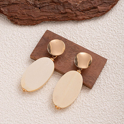 Wood & Iron Dangle Stud Earrings WGBF754-04-1