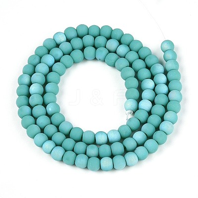 Frosted Opaque Glass Beads Strands GLAA-T032-P4mm-MBB12A-1