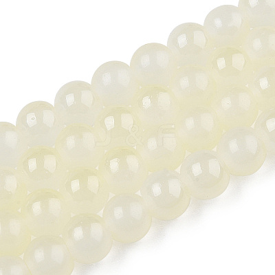 Baking Paint Imitation Jade Glass Round Bead Strands X1-DGLA-N003-8mm-03-1