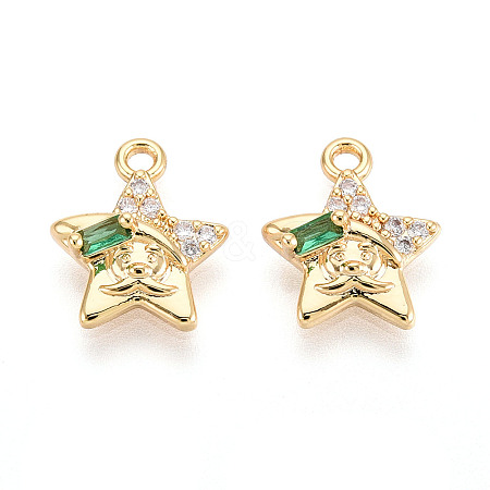 Brass Micro Pave Cubic Zirconia Charms KK-N263-143B-G-1