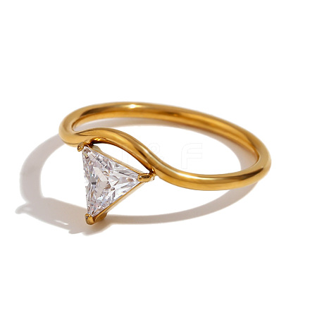 304 Stainless Steel with Clear Cubic Zirconia Finger Rings FS-WGBB24B-12-1