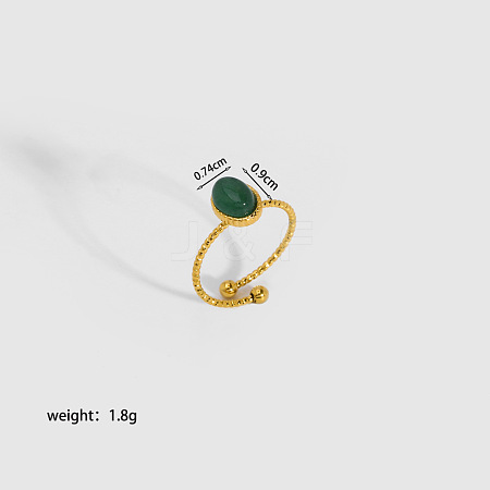 Oval Natural Green Aventurine Ring AR1552-2-1