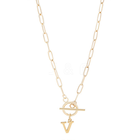 304 Stainless Steel Letter Pendant Necklaces NJEW-LP0001-52V-G-1