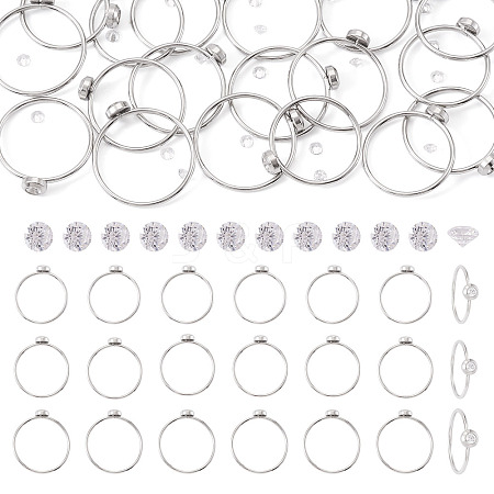 18Pcs 304 Stainless Steel Finger Ring Rhinestone Settings STAS-TA0005-86P-1