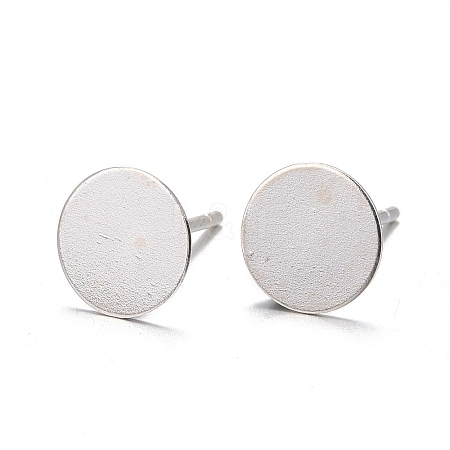 925 Sterling Silver Flat Pad  Stud Earring Findings STER-K167-045F-S-1
