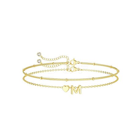 2Pcs 2 Styles Brass Beaded Bracelets & Satellite Chains Bracelets for Women FS-WG4A116-13-1