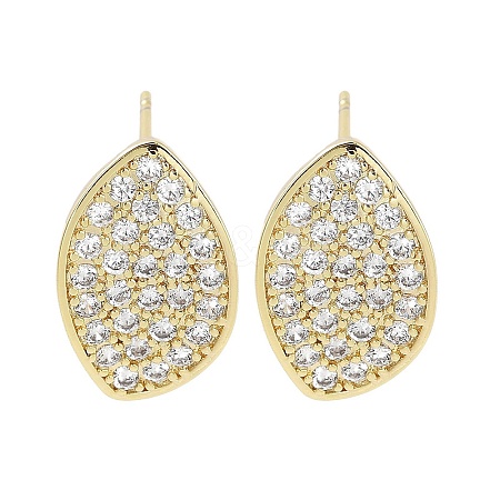 Brass Micro Pave Clear Cubic Zirconia Studs Earring for Women EJEW-S217-G22-1